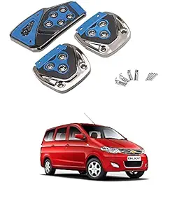 QiisX Anti-Skid Foot Pedal Manual/Auto Gear Accelerator Clutch Brake Accelerator Pedal Cover Set Kit - Blue for Chevrolet Enjoy