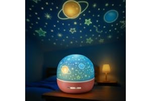 BEPER Proiettore Stelle Bambini, Luce Notturna Cupola LED, Proiezione a Tema Spazio e Animali, Rotazione Automatica, Cavo USB compreso