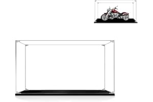 Hosdiy Vetrina Espositiva in Acrilico Compatibile con (Harley Davidson Fat Boy) - Teca Vetrina per Lego 10269 (Solo Vetrina, Senza Modello)