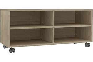 vidaXL Mobile TV con Ruote e Scomparti Aperti Robusto Elegante Armadietto Basso Multimediale Credenza Rovere Sonoma 90x35x35 cm in Truciolato