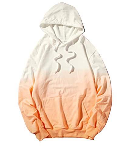 GRMO-Men Outwear Ombre Print Oversized Loose Hoodie Sweatshirt Two US L