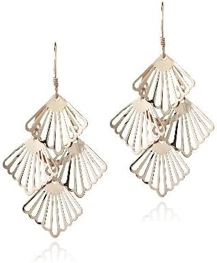 Rose Gold Tone over Sterling Silver 4 Seashell Chandelier Earrings 54.5