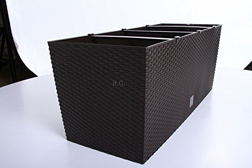 Blumentopf Blumenkasten Blumenkübel Polyrattan Bewässerung 4 Farben 2 Größen (600 anthrazit) - 9