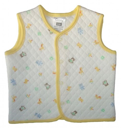 Baby Gilet, Waistcoat Vest for BOY or GIRL, Size 0-3 months Soft Cotton, White and Lemon