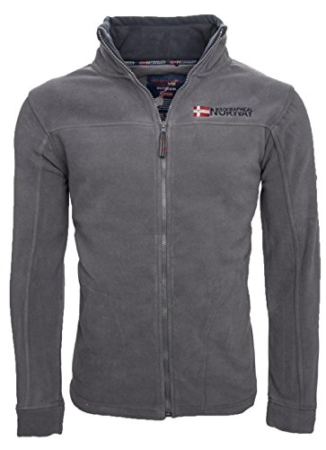 Geographical Norway warme Herren Fleece Winter Übergangs Jacke Outdoor Sweat [GeNo-8-Dunkelgrau-Gr.L]