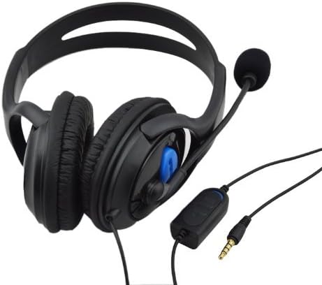 3.5mm Port Premium Deluxe Large PS4 iPhone Android Headset/Headphone Live Stereo Headphone, Earphone, Headset with Microphone Mic, Foam ear piece for extra comfort [PlayStation]
