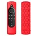 Produktbild CASEBOT Hülle Fire TV Stick 4K / 4K Ultra HD Alexa-Sprachfernbedienung mit Tasten für An/Aus und Lautstärke - Leichte Rutschfeste Stoßfeste Silikon Schutzhülle, Rot