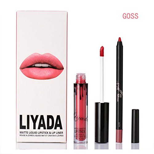 ROMANTIC BEAR Matt Non-stick Cup Wasserdicht Lipgloss+Lipliner Stift Set