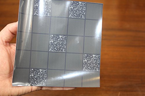 30 stück Fliesenaufkleber für Küche und Bad (Tile Style Decals 30xTP 71 -6in- Black Glitter Mosaic) | Mosaik Wandfliese Aufkleber für 15x15cm Fliesen | Fliesen-Aufkleber Folie Farbe – Mitternachtsblau | Deko-Fliesenfolie für Küche u. Bad (15cm – 30 stück, Schwarz Mosaic) - 4