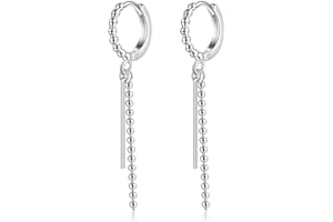 SLUYNZ 925 Orecchini a cerchio a sfera in argento sterling per donne Ragazze adolescenti Minimalista Bar Cerchio Orecchini penzolanti