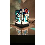 Blaue Mosaik Lampe mit Marmorsockel