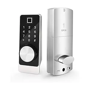 Geek Smart L-F504 Fingerprint Door Lock - Biometric Keyless Entry for Homes, Apartments, Office, Hotels (Silver)