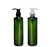 250ml Refillable Empty Green Pump Bottles Jars with Pump Tops for Makeup Cosmetic Bath Shower Toiletries Liquid Containers Leak Proof Portable Travel Accessories Pack of 2