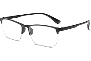 LJCZKA Occhiali Anti Luce Blu Rettangolari Mezza Montatura Uomo, Montatura Occhiali da Vista Uomo Antiriflesso per Computer Gioco Lettura