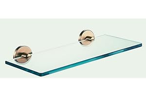 Housler® Brushed Brass Round Bathroom Accessories (Gold) (R.BB.GLASS SHELF.)