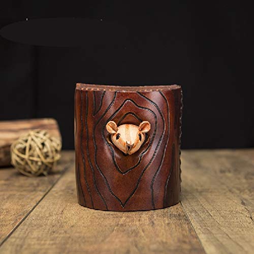 Preisvergleich Produktbild HONGLIPiggy Querneigung des Piggy Bankschatzes der ersten Schicht Rindleder Hand-geschnitztes kreatives Eichhrnchen, Das Geldglasverzierungen modelliert