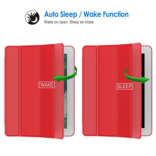 JETech® GOLD iPad Hülle Schutzhülle Etui Tasche für Apple iPad 2/3/4 Smart Case Cover mit eingebautem Magnet für Einschlaf/Aufwach (Rot) - 4