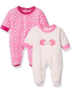Twins Baby-Mädchen Velours Schlafstrampler mit Igel-Print im 2er Pack