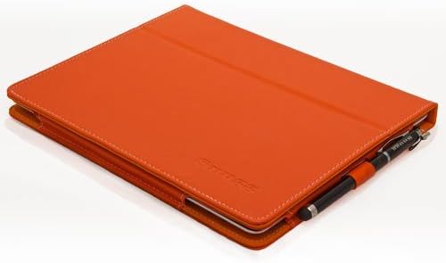 Snugg iPad 3 &amp; 4 Case - Smart Cover with Flip Stand &amp; Lifetime Guarantee (Orange Leather) for Apple iPad 3 and 4