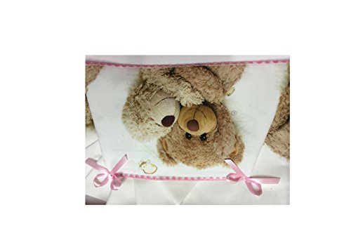 Preisvergleich Produktbild I Batuffolini Bettwäscheset für Kinderwagen, mit Digitaldruck und Schleife, 100 %Baumwolle, Motiv: Plüsch-Bär, Pink