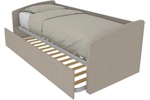MOBILFINO CAMERETTE 600 - Divano Letto Sagomato Singolo 80x190 con Secondo Letto Estraibile - Effetto Tessuto