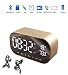 Produktbild Wireless Bluetooth Lautsprecher Radio Wecker mit Großbild Display Dimmen & HD Sound & Temperatur & Spiegel, kompatibel mit iPhone/Android/PC4/Aux/MicroSD/TF/USB, für Büro Schlaf Zimmer Nacht (Gold)
