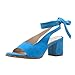 Produktbild Damen Slingback Pumps Dasongff Fish Mouth Riemchenpumps Aushöhlen Abendschuhe Peep Toe Blockabsatz Sandalen Knöchelriemen Strandsandalen, Blau Beige Braun, 35-43