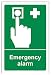 Produktbild vsafety 23010 ag-s "Notfall Alarm" Safe Zustand Allgemeine Schild, selbstklebend, Hochformat, 100 mm x 150 mm, grün