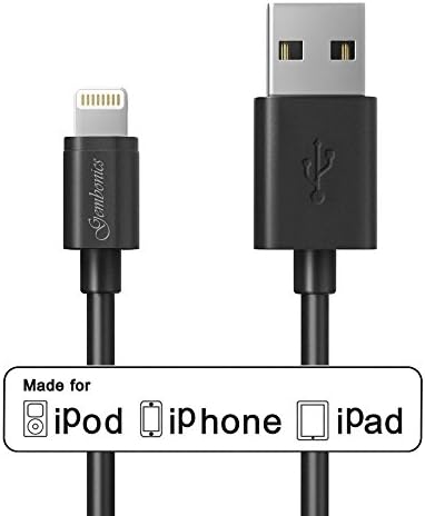 Gembonics Apple MFi Certified, 3ft with Ultra Compact Connector Lightning to USB Cable Sync & Charge for iPhone X, 8, 8 Plus, 7, 7Plus, 6iPod, nano 7th gen and more (Black)
