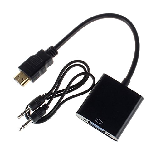Switchali HDMI auf VGA Konverter Adapter mit Audio USB Kabel Stecker 1080P für PC (Schwarz)
