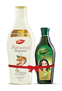Dabur Almond Shampoo, 200ml with Free Amla Hair Oil, 180ml