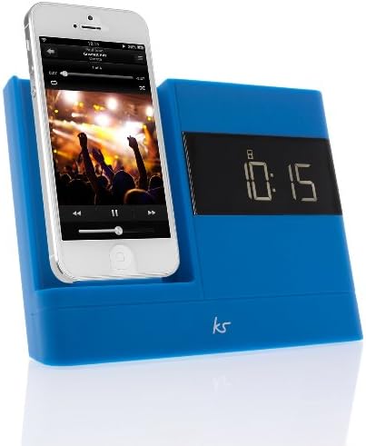 KitSound X-Dock2 LCD Display Clock Radio Dock with Lightning Connector for iPhone 5/5S/6/6S, iPod Nano 7th Generation and iPod Touch 5th Generation - Blue