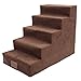 Produktbild Hundetreppe Für Kleine Hunde Für Hohes Bett, 4 Schritt-Schwamm-Wildleder-Haustier-Katzen-Schritt-Schemel Für Bettsofa, Brown Haushaltsleiter