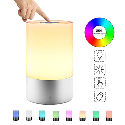 Mabor Nachttischlampe, Stimmungslicht,Touch Sensor LED Nachtlicht mit dimmbares & warmes Licht & 256 RGB Farbe als Stimmungsbeleuchtung für Kinderzimmer,Schlafzimmer usw