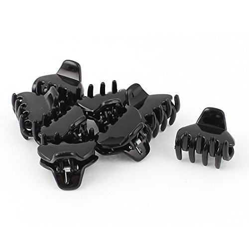 Lady Women Butterfly Design Hair Claw Clips Clamps Grips Black 8pcs