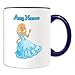 Produktbild Personalisiertes Geschenk - Prinzessin in blau Kleid Tasse (Märchen Design Thema, Farbe Optionen) - alle Nachricht/Name auf Ihre einzigartige - Blonde Spiegel, keramik, blau