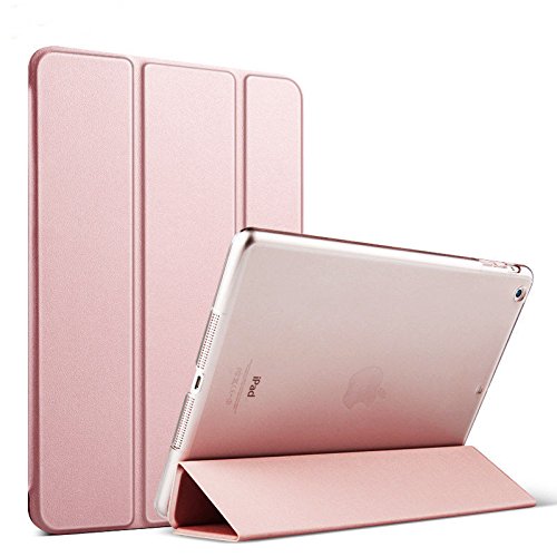 iPad Schutzhülle PU Ledertasche Rund Schutz Case Smart Cover mit automatischer Aufwachen/Schlaf Funktion abklappbar Standfunktion Hülle (Für Neu iPad 9,7″ 2017 Version A1822, Rose gold) - 7