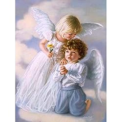DIY 5D Kit de pintura de diamantes,DIY 5D diamond painting para niños diseño de ángel de bebé bordado de punto de cruz, para manualidades, decoración de la pared del hogar, 30 x 45 cm