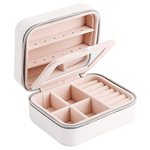 Good-one - Joyero de Viaje para Guardar Joyas, Anillos, Collares, Pendientes, Caja de Regalo para niña, Blanco, 11.5 * 9.5 * 6