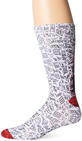 KurB Men's Night Writer Crew Sock, Red, 10-13/Shoe Size 6-12