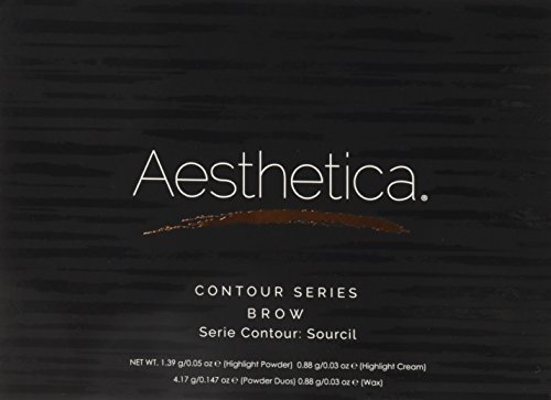 Aesthetica Cosmetics Augenbrauen Kontur Kit - 15-teilige Augenbrauen Makeup Palette - Enthält Puder, Wachs, Schablone, Pinsel/Bürste Kombi, Pinzette & Schritt-für-Schritt-Anleitung - Vegan & tierversuchsfrei