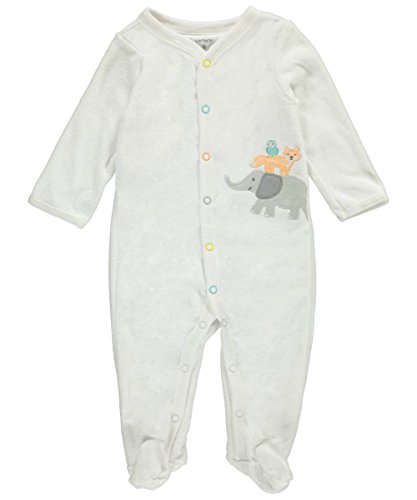 Carter's Unisex Baby "Animal Trio" Terry Coverall - ivory, 6 months