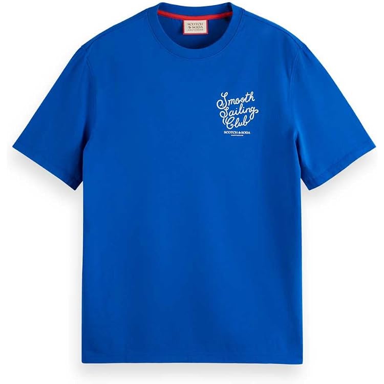 Scotch & Soda Herren T-Shirt – Relaxed Fit Mit All-Over-Print, Diamond Blue, Gr. L