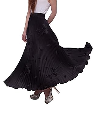 Relaxfeel Taille Haute Pour Femme Formelle Longue Maxi Jupe Plissée