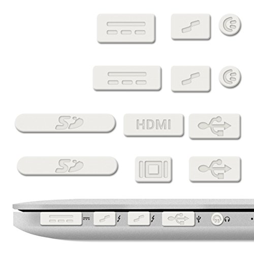 kwmobile 12in1 Set: 12er Staubschutz Set für Apple MacBook Pro 13" 15" Retina / Air 11" 13" (ab Mitte 2011) - Staubschutz Stecker Zubehör Dust Plug in Weiß
