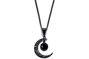 GAUEIOUR Moon Crystal Pendant, Dark Gothic Alloy, Punk Style Moon Necklace - Halloween, Valentine's, Christmas, New Year Jewelry Gift for Women & Girls