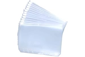 Doolland Lot de 12 pochettes à fermeture éclair pour classeur à 6 anneaux - en PVC étanche, pour documents - A6