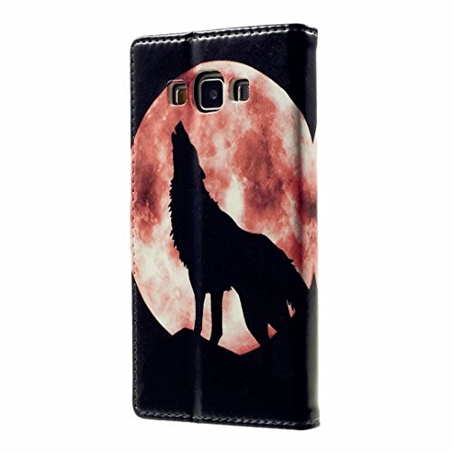 Samsung Galaxy A3 (2015) Hülle Handytasche, MUTOUREN 2 in 1 Zubehör für Samsung Galaxy A3 (2015) Slim PU Tasche Klapp Flip Folding Magnetisch PU Leder Flip Cover Tasche mit Kartensteckplatz Brieftasche Hinterschale Kartenschlitz + Metall Stift Stylus – Wolf - 3