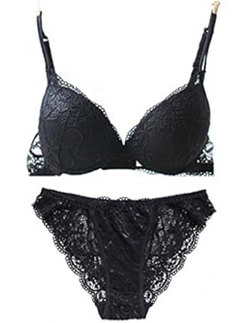 Nanier Damen Sexy Push up BH Set Mit Stickerei