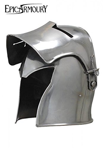 Epic Armoury- Visored Barbuta-M Casco, Color polished steel, Medium (Iron Fortress 20123250)